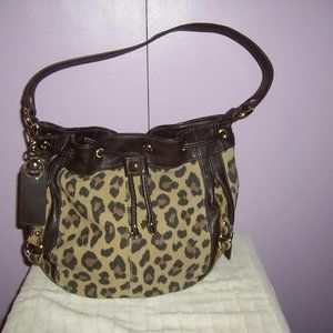 Leather Tignanello Brown & Tan Animal Print Hobo